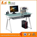 Standard Height Floor Sitting Tempered Glass Computer Desk